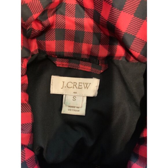 J. Crew Red Black Buffalo Plaid Puffer Vest, Size Small - Picture 5 of 5